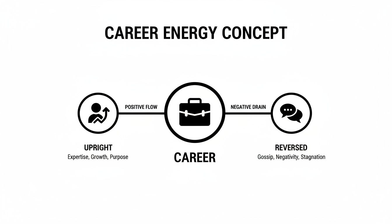 A diagram illustrating the Career Energy Concept, showing positive flow from expertise and negative drain from gossip.